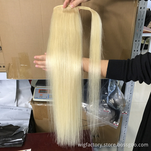 Long blonde ponytail human hair,100 cuticle aligned remy human hair ponytail extension,straight ponytail hair extensions 613